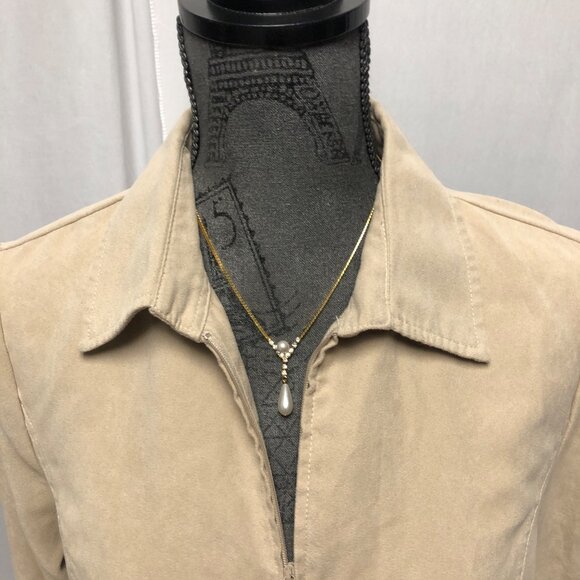 Sonoma Life Style Jacket Womens Size Medium Beige Zippered Collared Long Sleeve - Picture 2 of 6